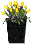 SQ-Tapered-Vases-Layered File-with flowers-Jet Black