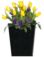 SQ-Tapered-Vases-Layered File-with flowers-Jet Black